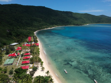 Blick auf einen Strand auf den  Fiji Inseln