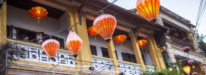 Blick auf Asiatische Laternen in Vietnam 