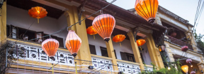 Blick auf Asiatische Laternen in Vietnam