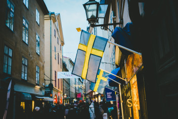Blick auf eine Stadt in Schweden