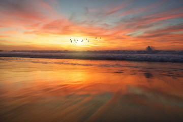 Ein wunderschönen Sonnenuntergang am Meer 