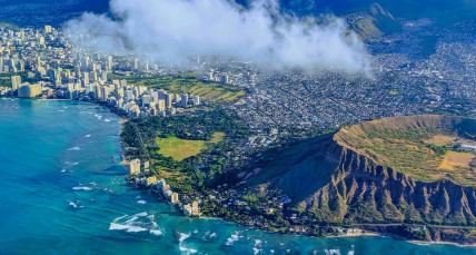 Blick auf die Küste von Honolulu auf Hawaii