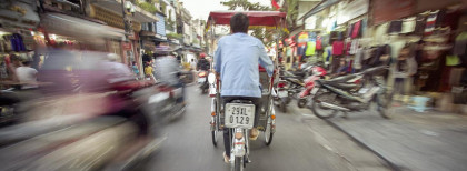 Ein Fahrradfahrer in Vietnam 