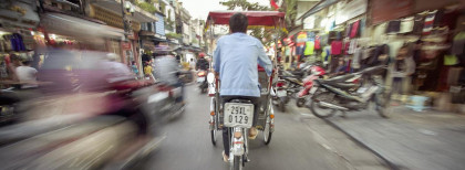 Ein Fahrradfahrer in Vietnam
