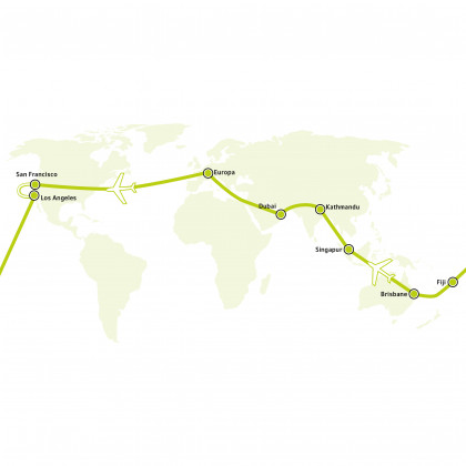 Route für dein Himaplaya Round-the-world-Flugticket