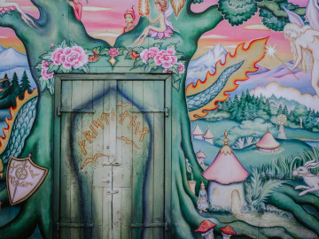 Streetart an einem Haus in Christiania, Kopenhagen