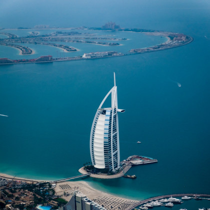 Bild von oben auf das Burj al Arab