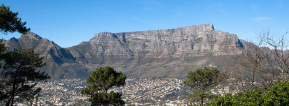 Ein furchteinflößender Löwen liegt und schaut uns direkt an